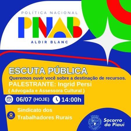 PNAB – PLANO NACIONAL ALDIR BLANC 2 EM SOCORRO DO PIAUÍ